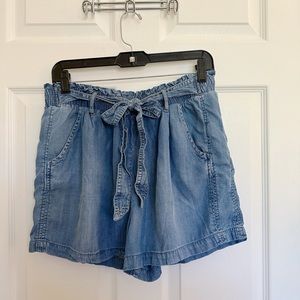 High Waisted Shorts with Drawstring Bow